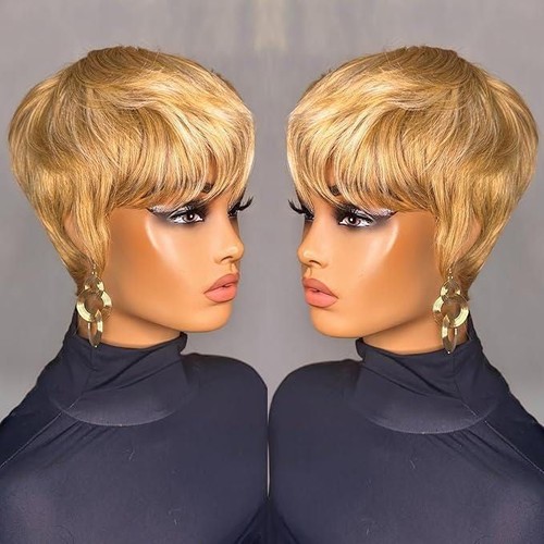 Parrucca bionda pixie cut con - parrucca,